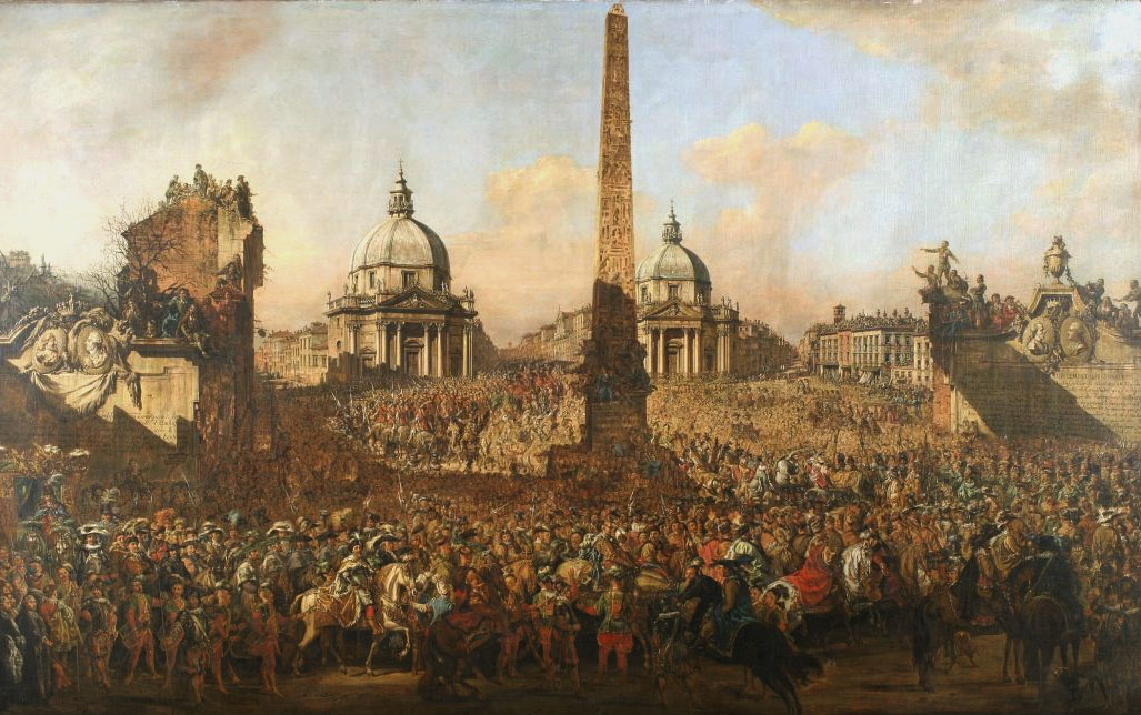 Bernardo Bellotto,Entrée a rome de jerzy ossolinski - emissaire de wladyslaw iv de pologne - et le pape urbain viii - 1778 (1778)